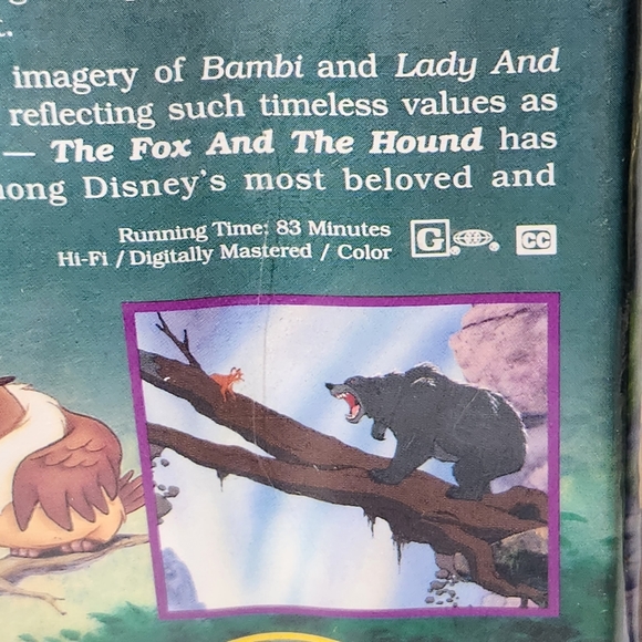 Disney Black Diamond Classics The Fox and the Hound VHS Tape - Picture 4 of 9